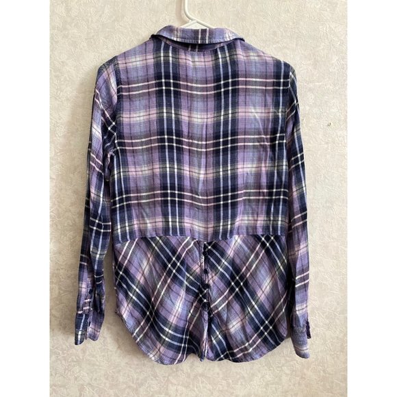 Lucky Brand women’s small purple plaid button down top - Picture 5 of 5